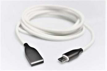 <b><mark><i>NAUJIENA!</i></b></mark> Silikoninis kabelis USB-Micro USB (baltas, 2m) ...