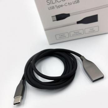 <b><mark><i>NAUJIENA!</i></b></mark> Silikoninis kabelis USB - USB Type C (juodas, 2m)...
