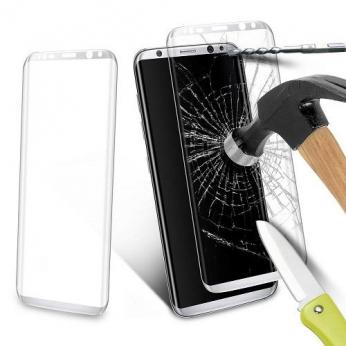 Apsauginis grūdintas stiklas Samsung Galaxy S8 (3D, sidabrinis) ...