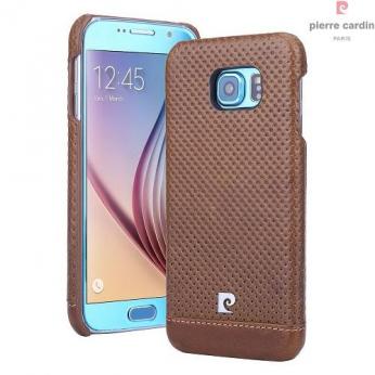 Natūralios odos štampuota nugarėlė, Pierre Cardin, ruda (Samsung Galaxy S6) ...