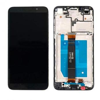 Ekranas LCD su lietimui jautriu stikliuku, rėmeliu ir baterija Huawei Y5 2018 (juodas) ORG...