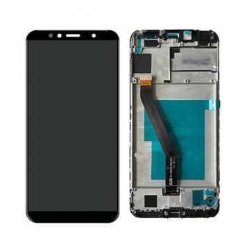 Ekranas LCD su lietimui jautriu stikliuku, rėmeliu ir baterija Huawei Y6 2018 (juodas) ORG...