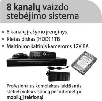 8 kanalų vaizdo stebėjimo komplektas